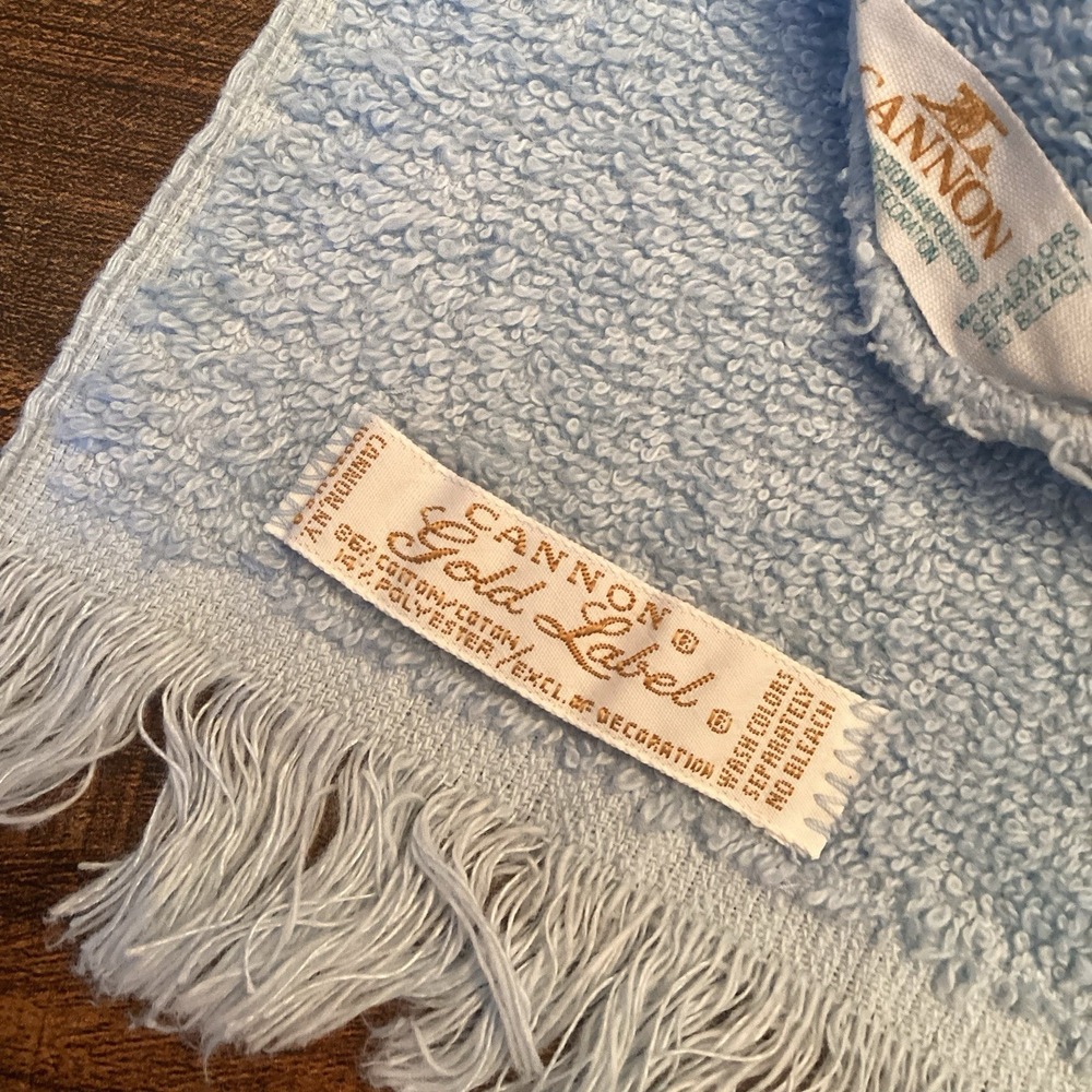 Vintage Cannon Gold Label Powder Blue‎ 4 Piece Bath Set Embroidered Flowers - Picture 5 of 8